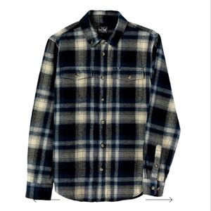 Men's Blue and White Plaid Shirt